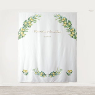 Elegant Lemon Wedding Photo Booth Prop Tapestry