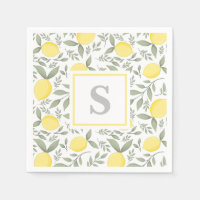 Elegant Lemons and Leaves Pattern Monogram