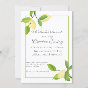 Elegant Lemons Bridal Shower Brunch Invitation