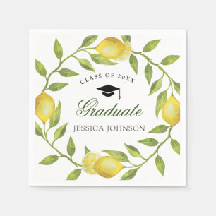 Elegant Lemons Greenery Chic Graduation Party Napkin