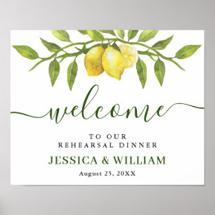 Elegant Lemons Greenery REHEARSAL DINNER Welcome   Poster