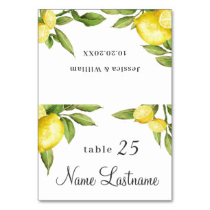 Elegant Lemons Greenery Wedding Escort Card