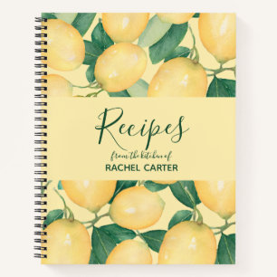 Elegant Lemons Personalized Recipe Notebook