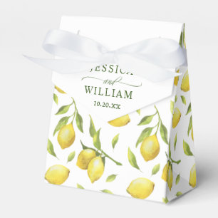 Elegant Lemons Watercolor Greenery Wedding Favor Box