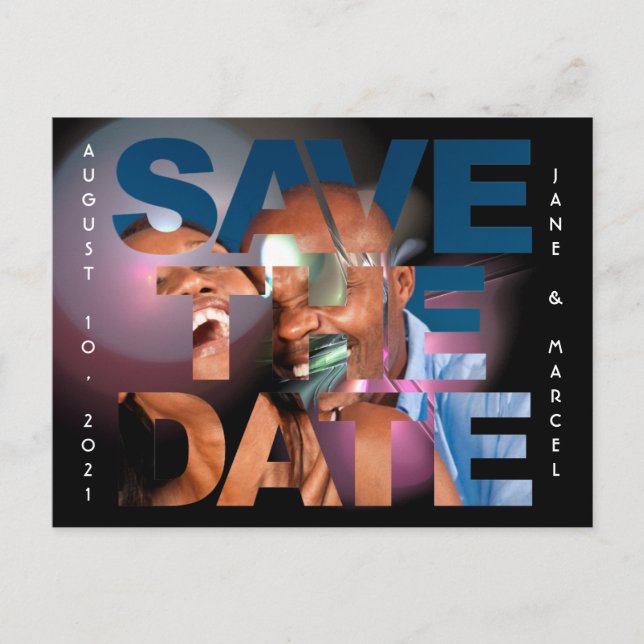 Elegant Lens Flare Wedding Photo Save The Date Postcard (Front)