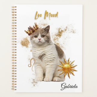 Elegant Leo Zodiac Cat Planner Notebook
