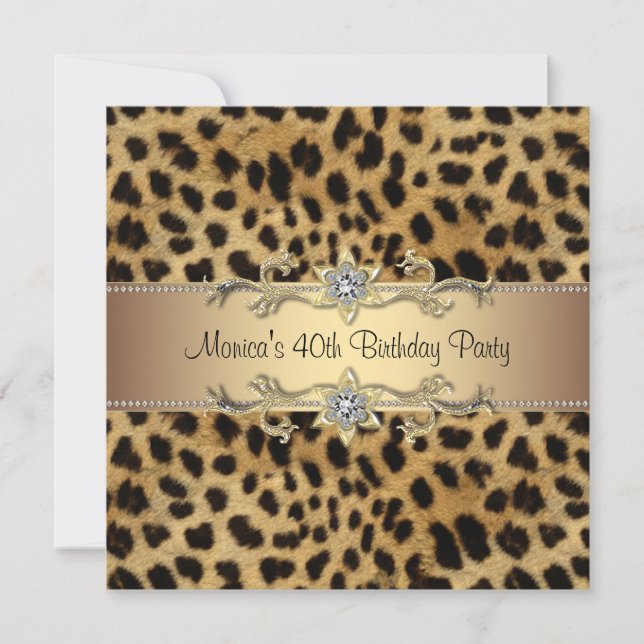 Elegant Leopard Birthday Party Invitation (Front)