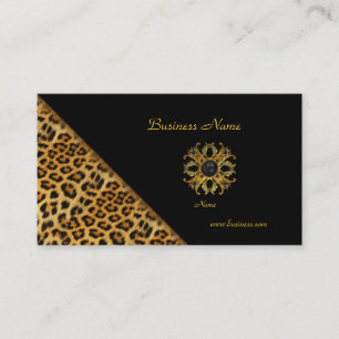 Elegant Leopard Black Gold Business Card
