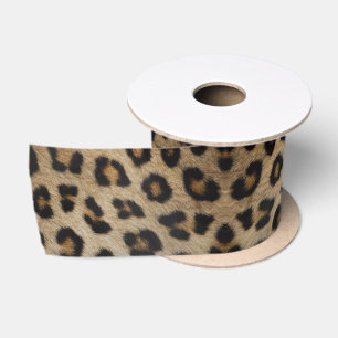Elegant leopard cheetah fur animal print pattern satin ribbon