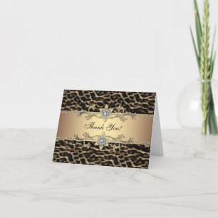 Elégant Leopard Gold Merci Cartes