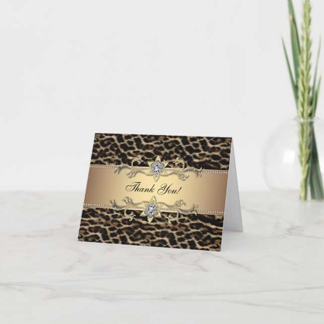 Elégant Leopard Gold Merci Cartes (Devant)