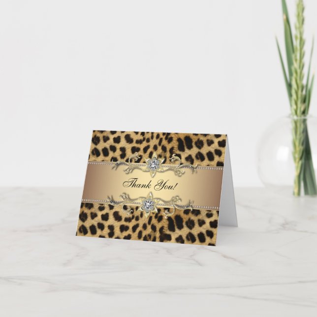 Elégant Leopard Gold Merci Cartes (Devant)