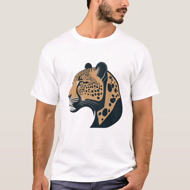 Elegant Leopard Minimal Logo Design. T-Shirt (Front)