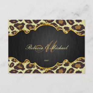 Elegant Leopard Monogram Wedding RSVP Cards