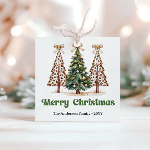 Elegant Leopard Pattern Christmas Custom Name Gift Favour Tags