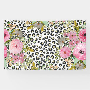 Elegant Leopard Print and Floral Design Banner