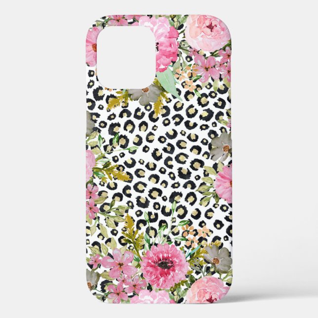 Elegant Leopard Print and Floral Design Case-Mate iPhone Case (Back)