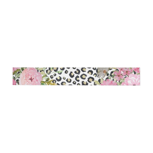 Elegant Leopard Print and Floral Design Wrap Around Label (Individual)