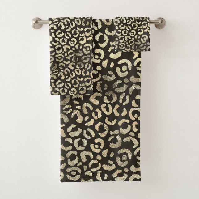 Elegant Leopard Print Bath Towel Set (Insitu)