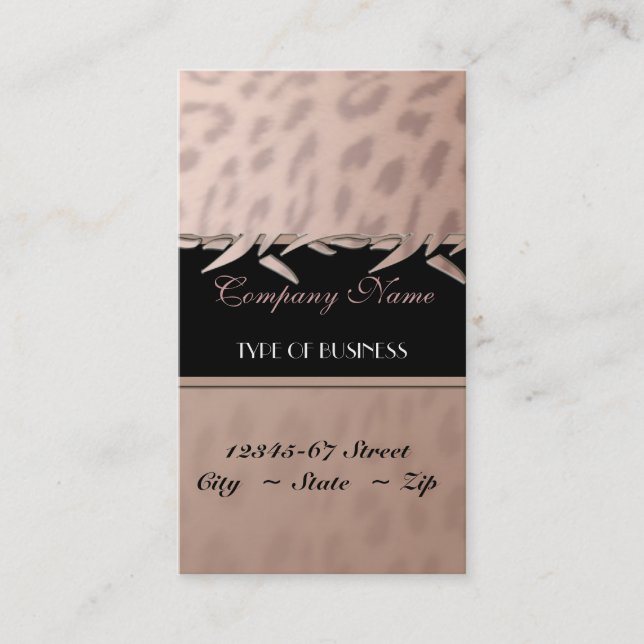 Elegant Leopard Print  Business Card Template (Front)