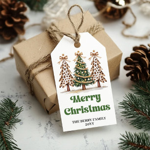 Elegant leopard print Christmas custom gift tags