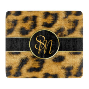Elegant Leopard Print Monogram - Cutting Board