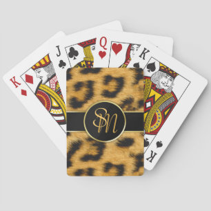 Elegant Leopard Print Monogram Script - Card Deck