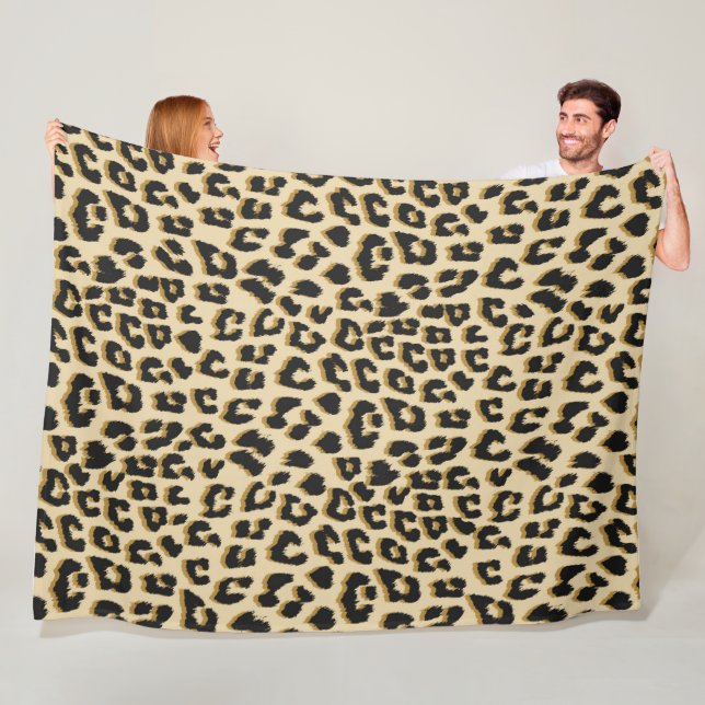 Elegant Leopard Print Pattern Fleece Blanket (In Situ)