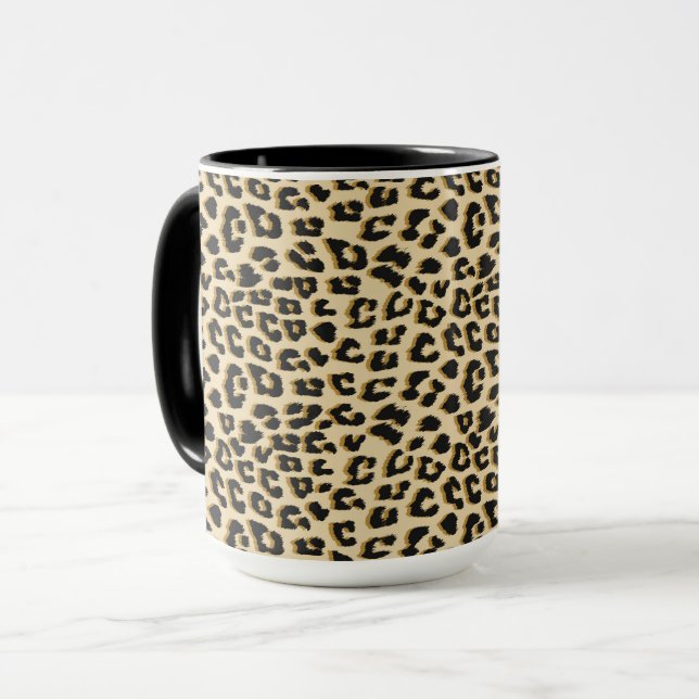 Elegant Leopard Print Pattern Mug (Front Left)