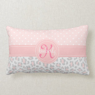 Elegant Leopard Print Pink Dots Girly Chic Custom Lumbar Pillow