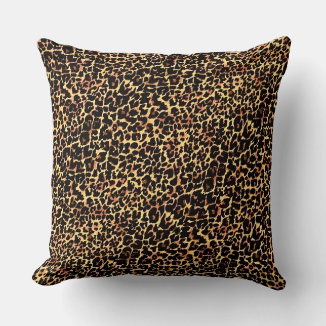 Elegant Leopard Print Throw Pillow (Front)