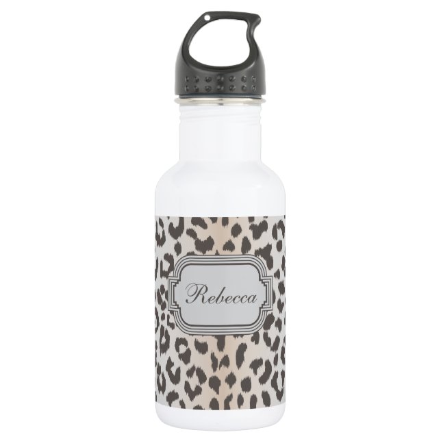 Elegant  leopard print with monogram 532 ml water bottle (Front)