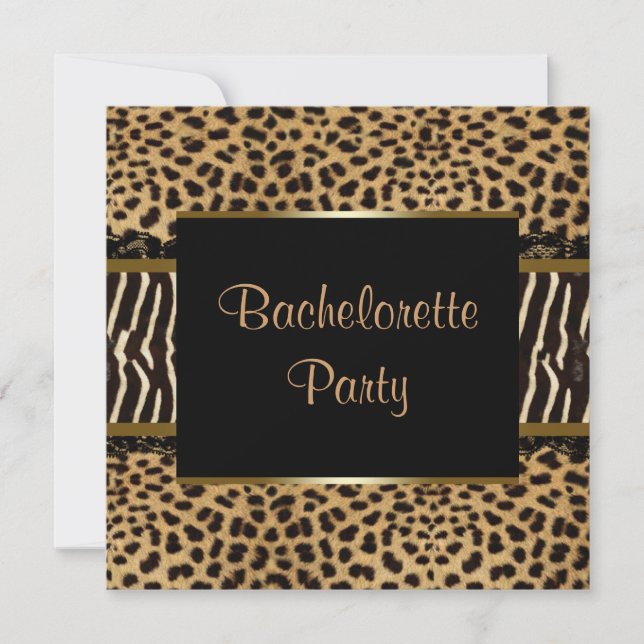 Elegant Leopard Zebra Bachelorette Party Invitation (Front)