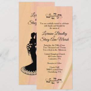 Elegant Lesbian. Wedding Invitation Peach