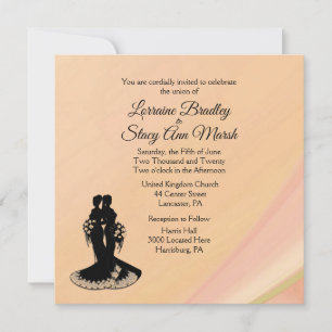 Elegant Lesbian. Wedding Invitation Peach