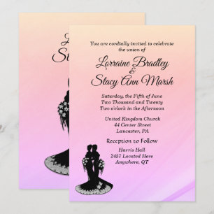 Elegant Lesbian Wedding Pinks Invitation