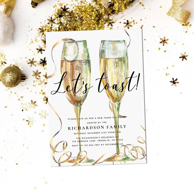 Elegant Let’s Toast New Year Party Invitation (Creator Uploaded)