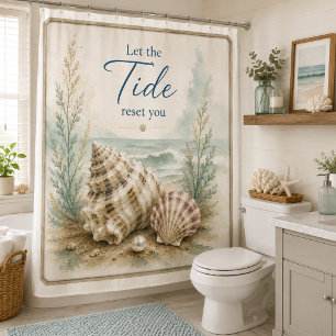 Elegant Let the Tide Reset You Shower Curtain