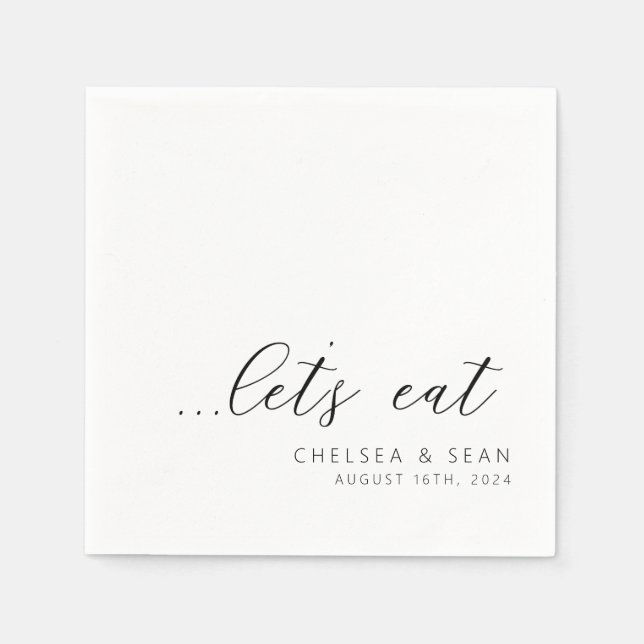 Elegant Let's Eat Wedding Reception Napkin (Front)