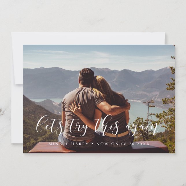 Elegant Let's try this again wedding update Announcement (Front)