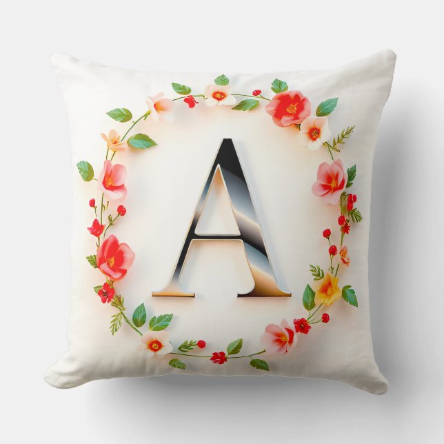 Elegant Letter A Adorned by a Circle Throw Pillow (Front)