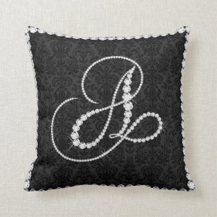 Elegant Letter A Sparkling Diamonds -Monogram Throw Pillow