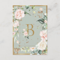 Elegant Letter B Monogram Watercolor Pink Roses 