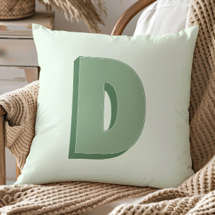 Elegant Letter D Monogram Personalized Initial Throw Pillow