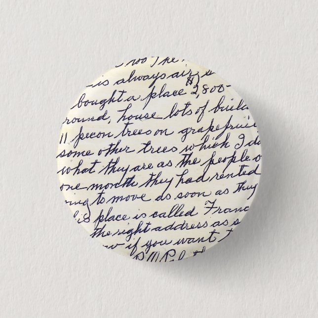 Elegant Letter Handwritten with Love 1 Inch Round Button (Front)