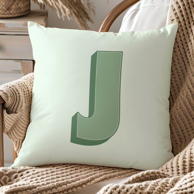 Elegant Letter J Monogram Personalized Initial Throw Pillow (Creator Uploaded)