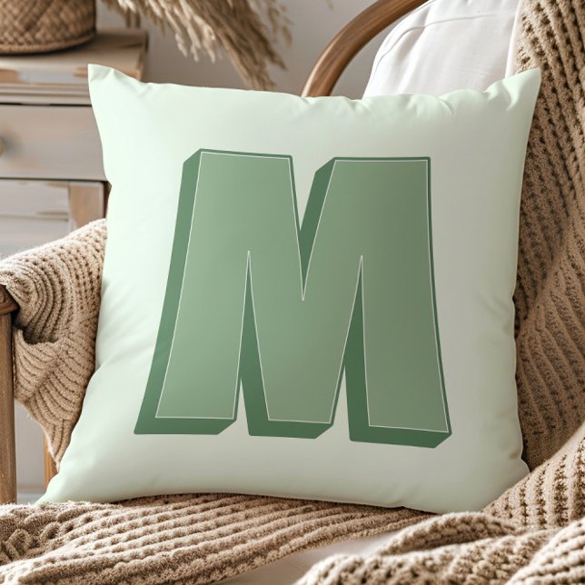 Elegant Letter M Monogram Personalized Initial Throw Pillow (Creator Uploaded)