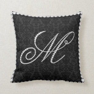 Elegant Letter M Sparkling Diamonds -Monogram Throw Pillow