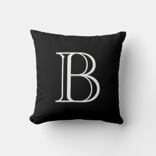 Elegant Letter Monogram Initial Black & White Throw Pillow