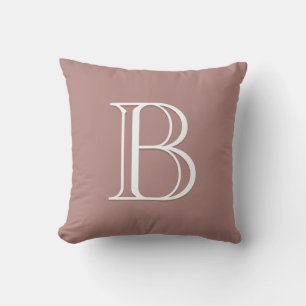 Elegant Letter Monogram Initial Pink Rose Blush Throw Pillow